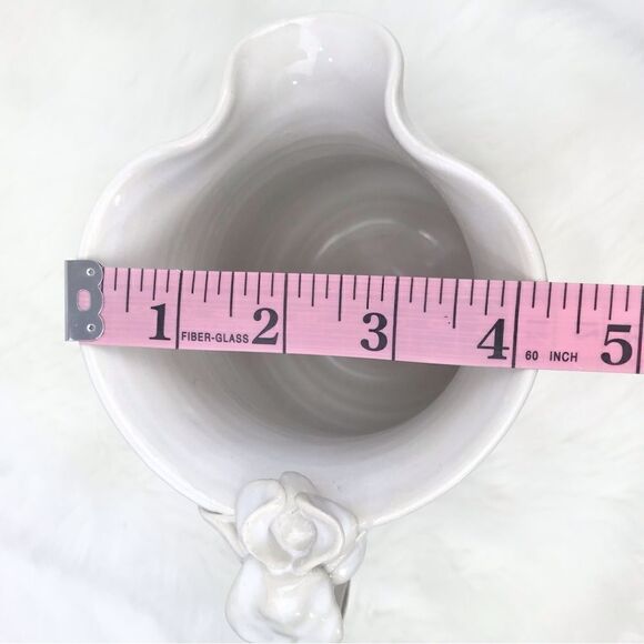 Studio Pottery Handmade Creamy White Ceramic Leaf and Stem Decorative Pitcher - Picture 16 of 16